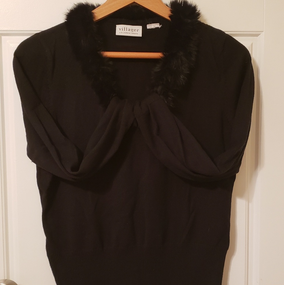 Liz Claiborne Real Fur Trim Sweater